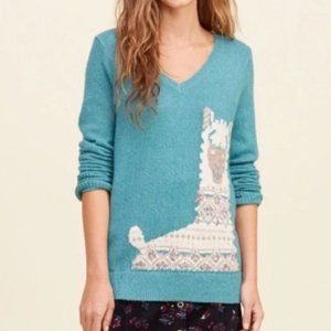 Hollister Turquoise / teal llama sweater
